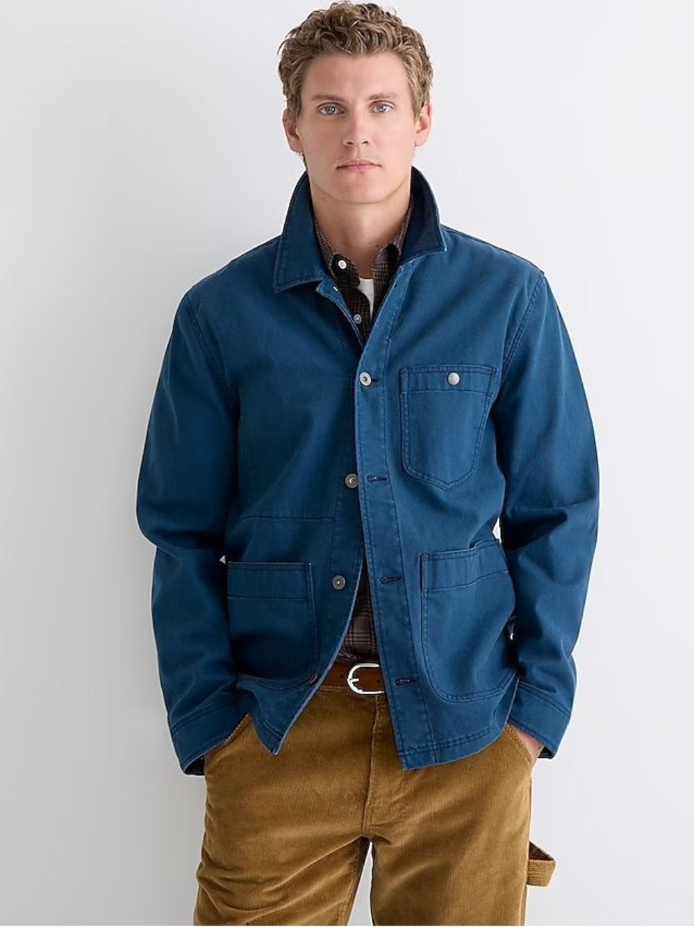 J Crew Premium Line Wallace & Barnes Duck Canvas Utility Chore Jacket Blue Men M